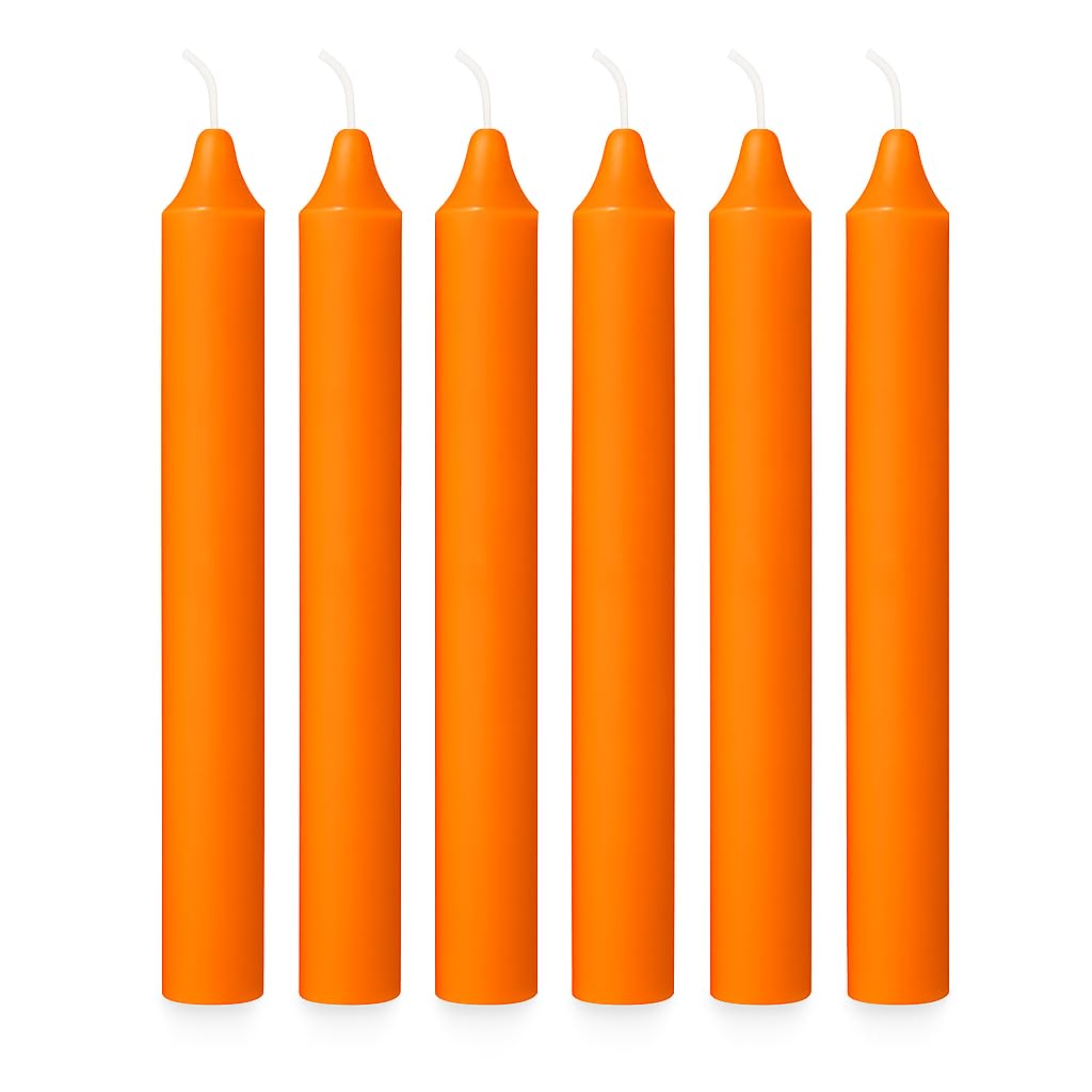 6 Inch Taper Candle 6 Pack Spell, Wicca, Santeria, Energized Candles Velas de 6 Pulgadas Paquete de 6 Velas (Orange (6 Pack))