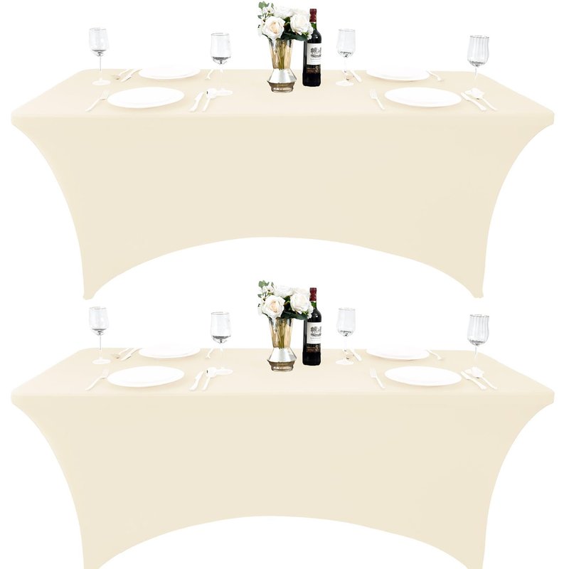 ZarzaaSik 6-Pack 4ft Spandex Table Covers for Rectangular Folding Tables - Wrinkle Resistant Stretch Tight Table Cloths - Ultimate Fitted Table Protector for Parties, Trade Shows, and Wedding