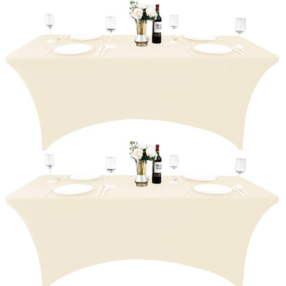 ZarzaaSik 6-Pack 4ft Spandex Table Covers for Rectangular Folding Tables - Wrinkle Resistant Stretch Tight Table Cloths - Ultimate Fitted Table Protector for Parties, Trade Shows, and Wedding