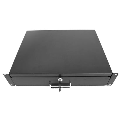 Server Cabinet Drawer Case Rack Drawer 19 Inch Rack Cabinet Mount Lockable Deep Drawer with Two Keys 18in Depth, Height 2U(3.5Inch) 19" W x 18" D x 3.5" H (CT18-2U, 2U18)