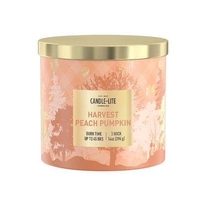 Candle-lite Halloween Scented Candles, Juicy Peaches with BlackBerry & Pumpkin, 14 oz Jar, 45 Hour Burn, Fall Scented Candle for Home Decor, 3-Wick, Proudly Poured in USA, Halloween Candle Decoration