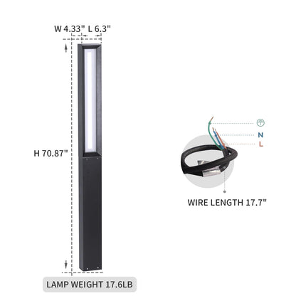 Linkmoon Landscape Path Light, 71" Modern Outdoor LED Pathway Lights, IP65 Waterproof Bollard Lighting for Yard, Driveway, Lawn, Courtyard & Garden Decoration
