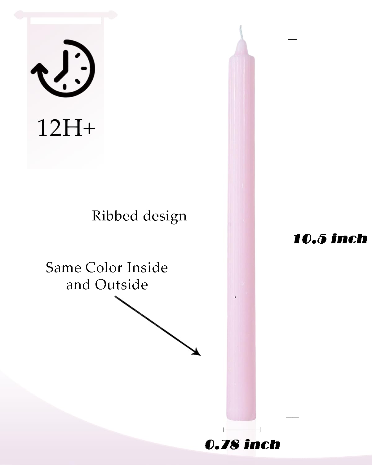 LPUSA Pink Taper Candles 10.5 inch Pastel Candle Sticks Unscented Driples Tapered Candle Ideal as Dinner Candles Smokeless Long Burning,Set of 12