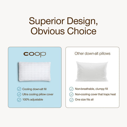Coop Home Goods Essence Cooling Down Alternative Pillows Set of 2, King Size Adjustable Cooling Pillow for Hot Sleepers, Luxury Cool-to-the-Touch Hotel Pillows for Stomach, Back, or Side Sleepers