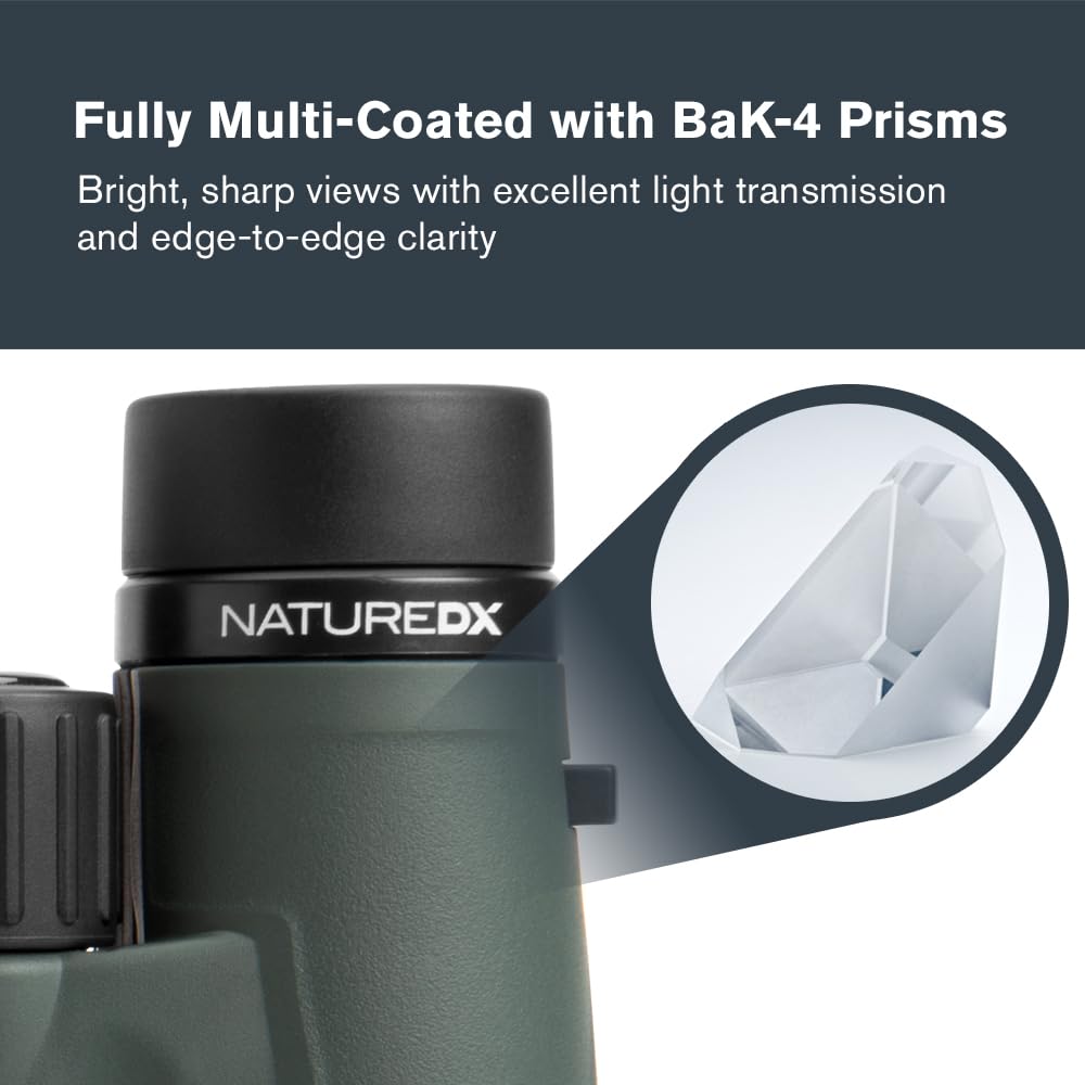 Celestron - Nature DX 10x42 Binoculars – Ideal for Birding and Outdoors – 42mm Objective Lenses – 5.8° Field of View – BaK-4 Prisms – Fully Multi-Coated – Waterproof and Fogproof