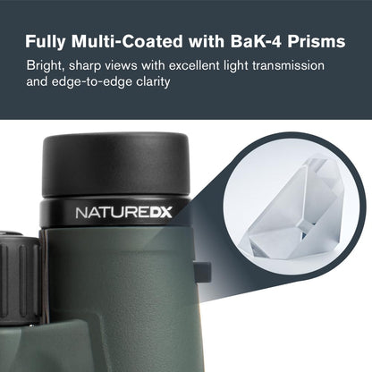 Celestron - Nature DX 10x42 Binoculars – Ideal for Birding and Outdoors – 42mm Objective Lenses – 5.8° Field of View – BaK-4 Prisms – Fully Multi-Coated – Waterproof and Fogproof