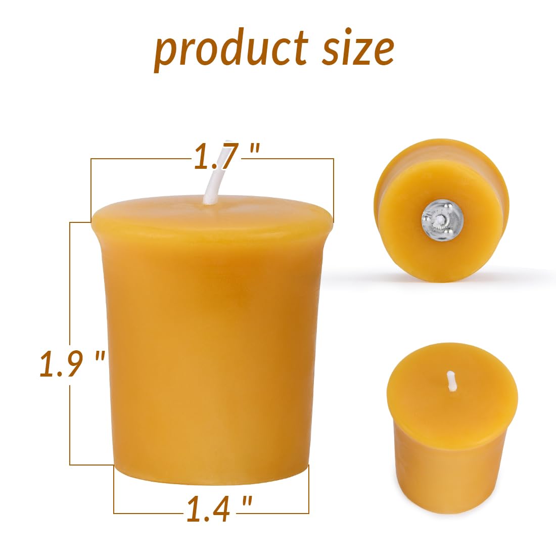 Aglary 16PCS Pure Beeswax Votive Candles, Unscented, Naturally Lightly Honey Scented, 12 Hours Burn Time Each (Raw)
