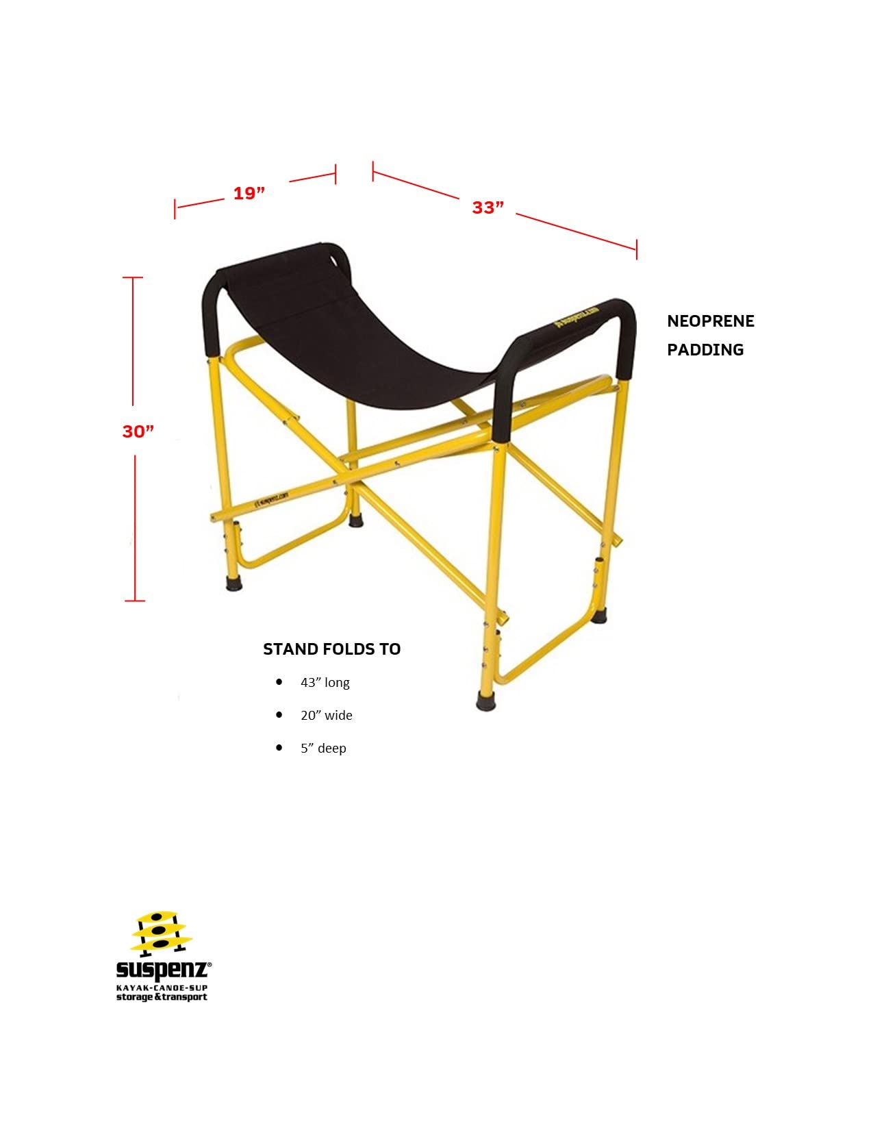 Suspenz Kayak Canoe Stands Foldable, Portable, Big Catch Super Duty Work Stations with Slings, Model (55-0130)
