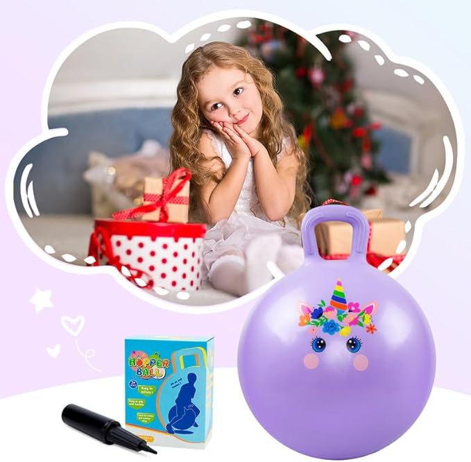 PlayZap Hopper Balls for Kids 6-12 20 Inches Bouncy Ball with Handle 20 Inflatable Bouncing Hopper 50cm Jumping Toys Garden Hopping Toys Girls Boys Gifts