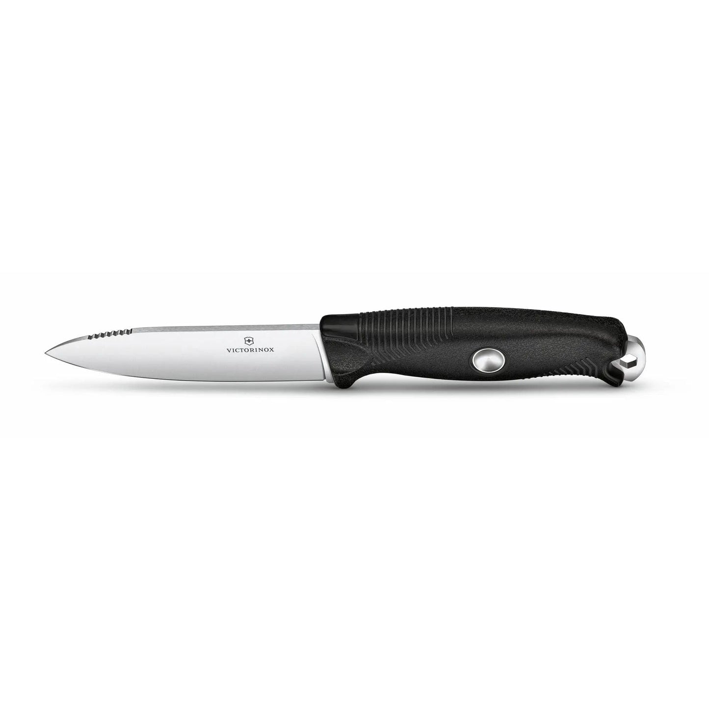 Victorinox Venture Pro Fixed-Blade Full Tang Stainless Steel Outdoor Knife - Bow Drill Divot, Durable Black Handle, Swiss Army Design, Ideal for Camping and Survival