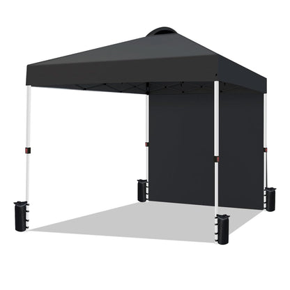 VOYSIGN Durable 10 x 10 Pop-up Canopy Tent with 1 Sidewall, Portable Instant Camping Beach Canopy Tents, Black
