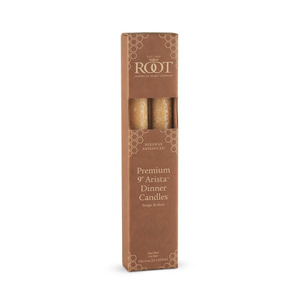 Root Candles 2-Count Unscented Dinner Candles Rustic Dripless Beeswax Blend Timberline Arista Candles, 9-Inch, Beeswax