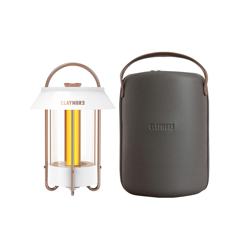CLAYMORE Selene Lamp (White) - Aesthetic Portable Outdoor Lantern for Glamping, Camping, Events, Parties & Tents. USB-C Charging, Power Bank Function, Up to 55 Hours Battery Life, 3 Light Modes.