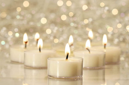 Ner Mitzvah Tea Light Candles - 100 Bulk Pack - White Unscented Tealight Candles in Clear Cup - Long Burning - 4.5 Hour