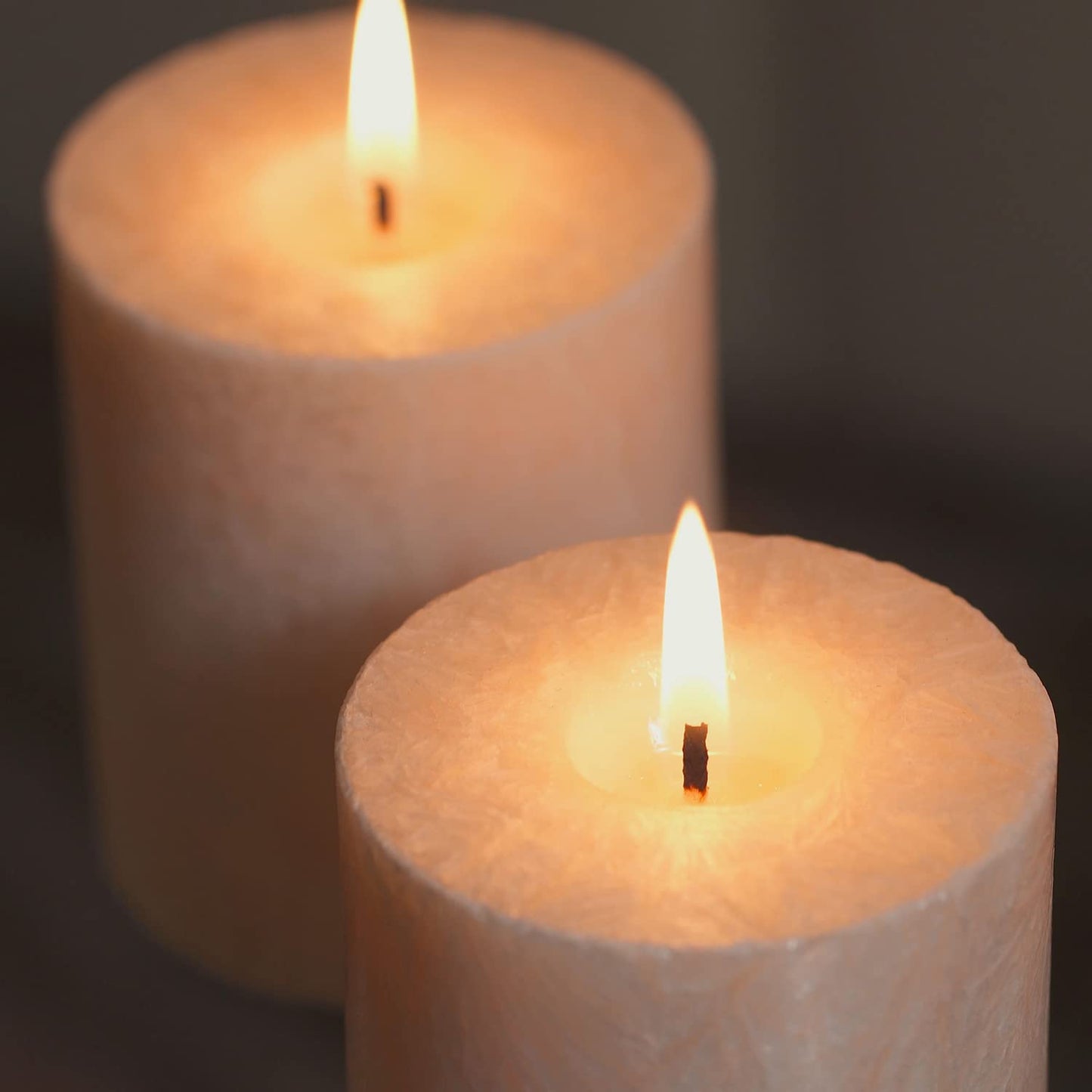 Tall Unscented Pillar Natural Candles, Clean Burning, Dripless, Smokeless Set of 2 (2.75” x 6” Marble White)