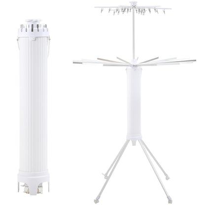Dollate 4-Legged Clothes Drying Rack Foldable,2 Tier Portable and Collapsible Space Saving Laundry Drying Rack with 4 Pulleys,Aluminum Dry Rack for Clothes