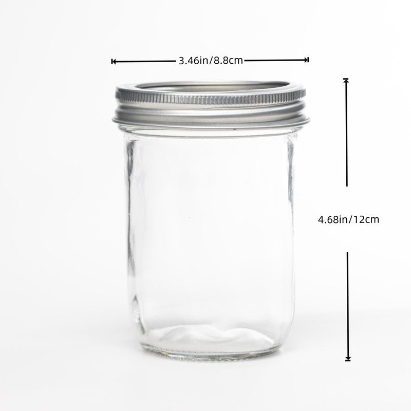 Lonriva 12 Pcs 16oz Wide Mouth Mason Jars, Glass Jars with Silver Metal Lids and Rings, Canning Jars for Overnight Oats, Food Storage, Dry Food, Snacks, Candies and More