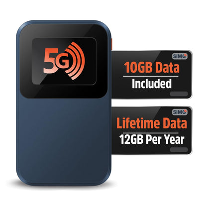 Solis Edge – 5G Hotspot Device, Bundle Includes Lifetime Data (12GB Per Year) and 10GB Global Data, WiFi in 140+ Countries, Access 300+ Mobile Carriers, Portable Internet by SIMO