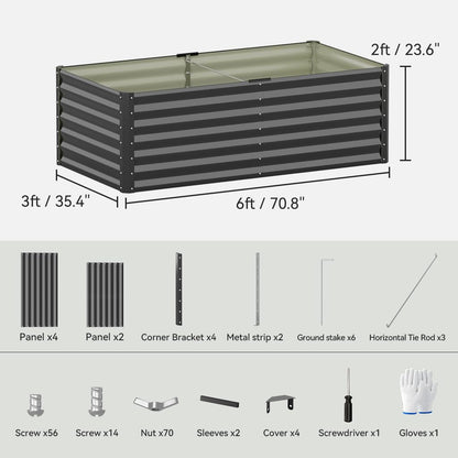 COMHOMA Galvanized Raised Garden Bed,6x3x2ft Large Metal Planter Box for Outdoor Vegetables,Corrugated Steel Herbed Plants Container,Extra Deep Gardeners Kits with Open Bottom