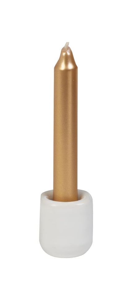 Biedermann & Sons Gold Metallic Chime Candles, 20 Count Box, 4 Inch Tall 0.5 Inch Diameter, Dripless Paraffin Wax, 2 Hour Burn, Fits Rotating Angel Chime Carousels and Chime Holders