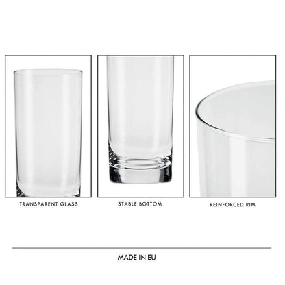 Krosno Highball Glasses, Set of 6, 11.8 oz, Blended Collection, Crystal Glass, Perfect for Everyday, Multipurpose Glasses, Dishwasher Safe, Made in Europe
