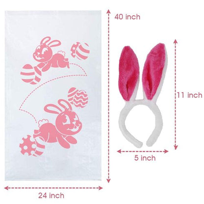 JOYIN 12PCS Easter Potato Sack Race Jumping Bags 24 * 40 with Bunny Ears Headbands for All Ages Kids Easter Theme Party Favor, Easter Eggs Hunt Game Activities,Easter Party Supplies, Party Games