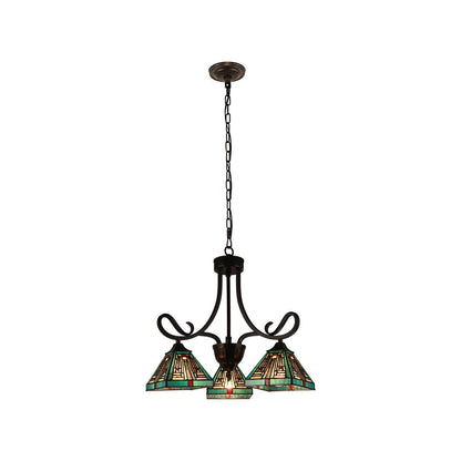 Chloe Lighting Innes Mini Chandelier, 3 Light, Tiffany-Style, Blackish Bronze, 22in Wide, Multicolor, Model CH3T359BM22-DD3