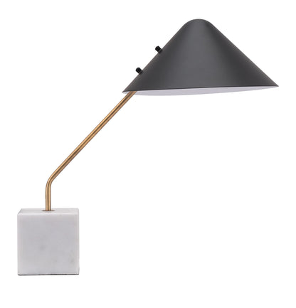 Zuo Pike Table Lamp, Modern Steel Lighting, 20.9inW x 12.6inD x 20.5inH, Black & White, Model 56080
