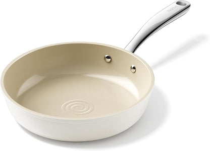 Redchef Nonstick Ceramic Frying Pan - Stay Cool Handle, PFOA & PFAS Free | 8" Beige Induction Skillet