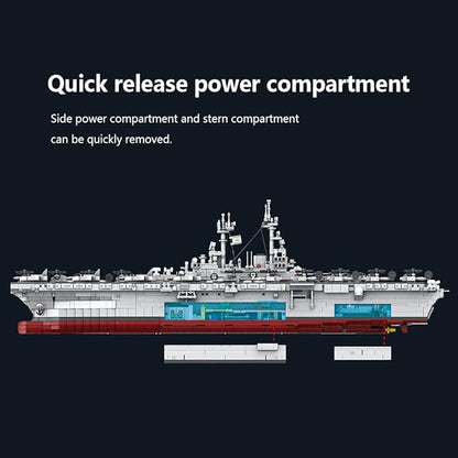 MISINI M7024 US Navy Warship Building Brick Set 1:300 Military Series Wasp-Class Amphibious Assault Ship 5220 Pieces Aircraft Carrier Collector's Toy Displayable MOC Adult Battleship Gift