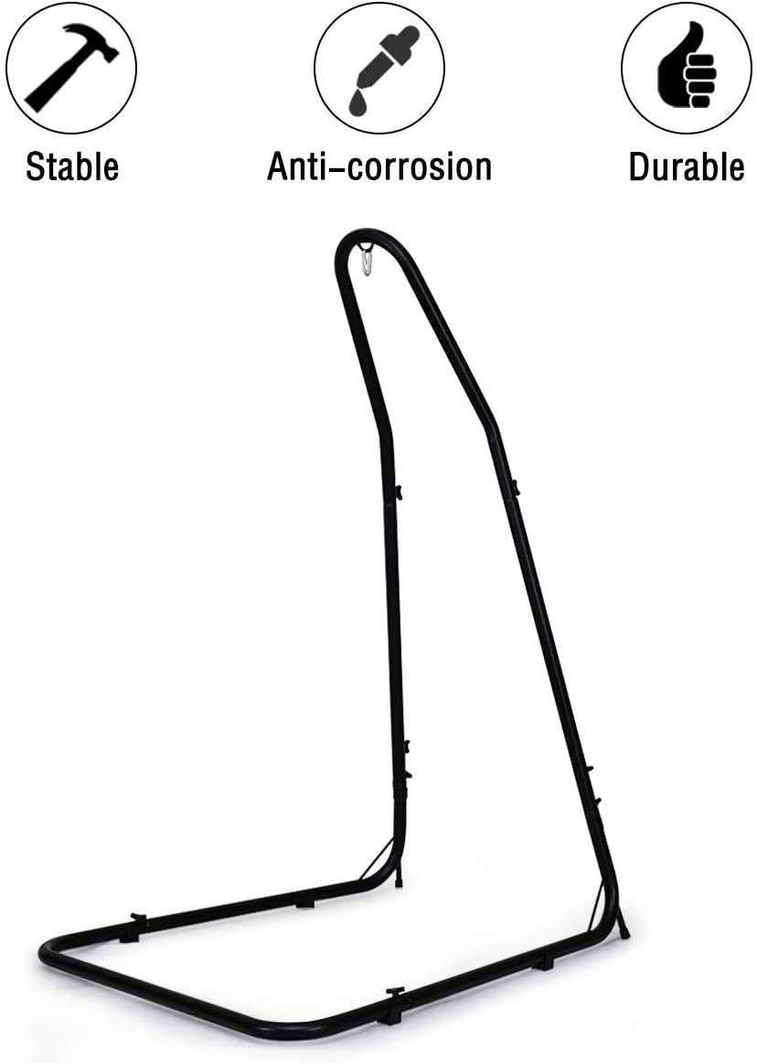 FANTASK Adjustable Hammock Stand, Outdoor Height Adjustable Solid Steel Heavy Duty Stand, Outdoor & Indoor Arc Hanging Hammock Stand for Hammock Air Porch Swing Chair, 75" to 94.5"