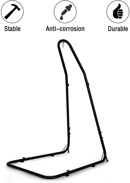 FANTASK Adjustable Hammock Stand, Outdoor Height Adjustable Solid Steel Heavy Duty Stand, Outdoor & Indoor Arc Hanging Hammock Stand for Hammock Air Porch Swing Chair, 75" to 94.5"