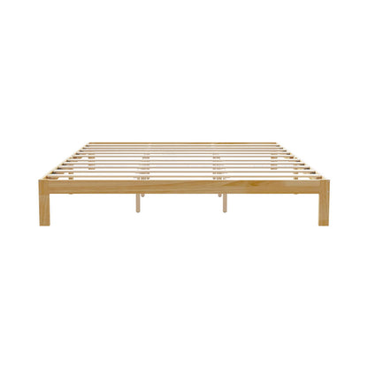Novilla 12 Inch Wooden King Size Bed Frame, Classic Solid Wood Platform Bed Frame King Size, Sturdy Wood Slat Support, No Box Spring Needed, Easy Assembly, Pine