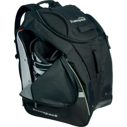 TRANSPACK COMPETITION PRO Unisex Water-Resistant 80 L Ski/Snowboard Boot Helmet Goggles & Gear Backpack Bag, Black w/Silver Electric