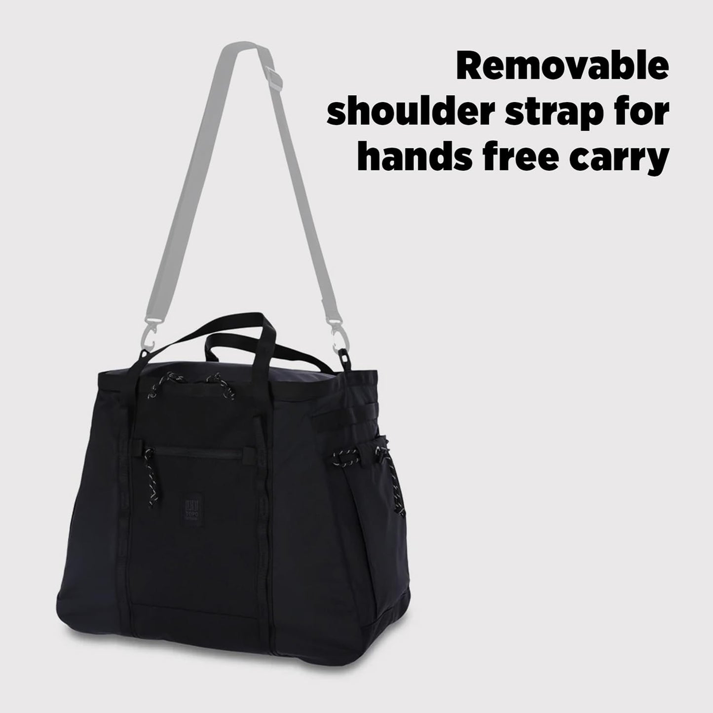 Topo Designs Mountain Gear Bag, Enormous Tote Style Free Standing Bag, Recycled Nylon, Abrasion Resistant (Black/Black)