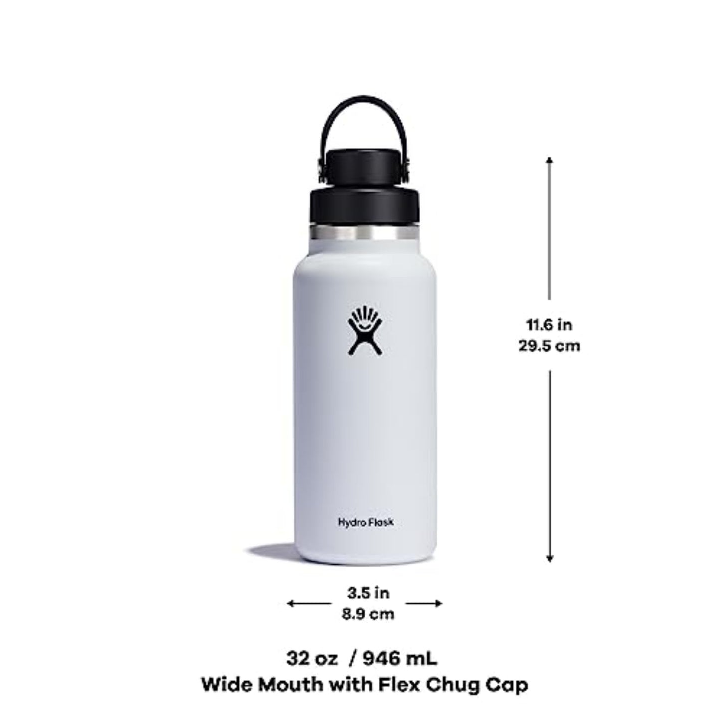 Hydro Flask Water Bottle - Insulated Stainless Steel - Wide Mouth Chug Lid, Non Spill, Leakproof in 32 Oz Cascade Blue