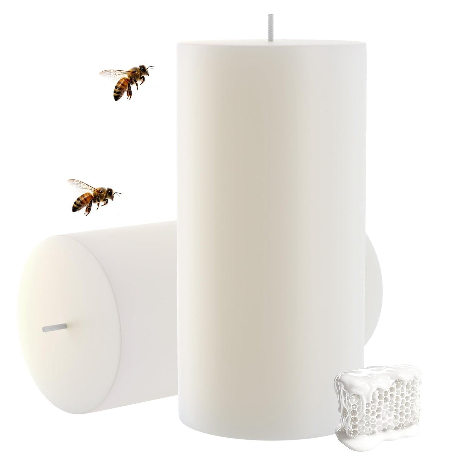 White Natural Beeswax Pillar Candles-56 Hours Burn Time 100% Pure Beeswax Candles | Organic Bees Wax for Home, Prayer, Christmas, Party | Unscented, Smokeless, Dripless 2 Pack (2×4 inch)