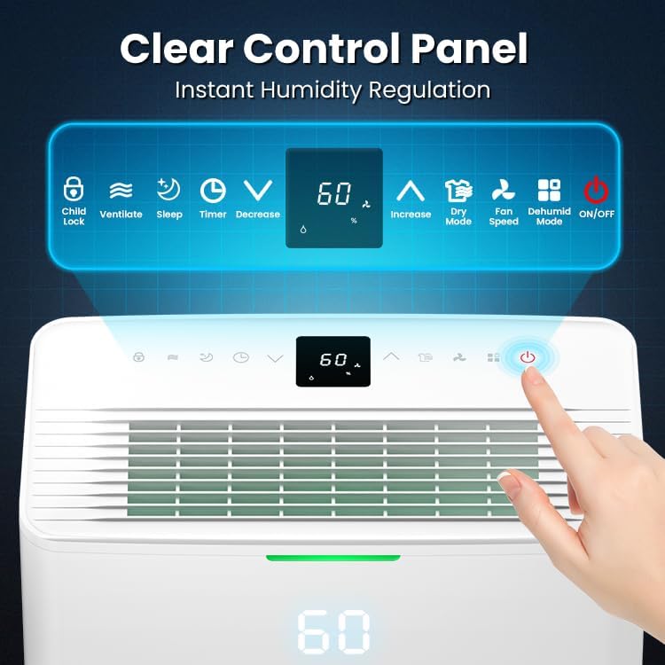 Regine Switzerland 4500 Sq. Ft Dehumidifier - 80 Pint/Day, Smart Humidity Control, Energy Efficient & Quiet