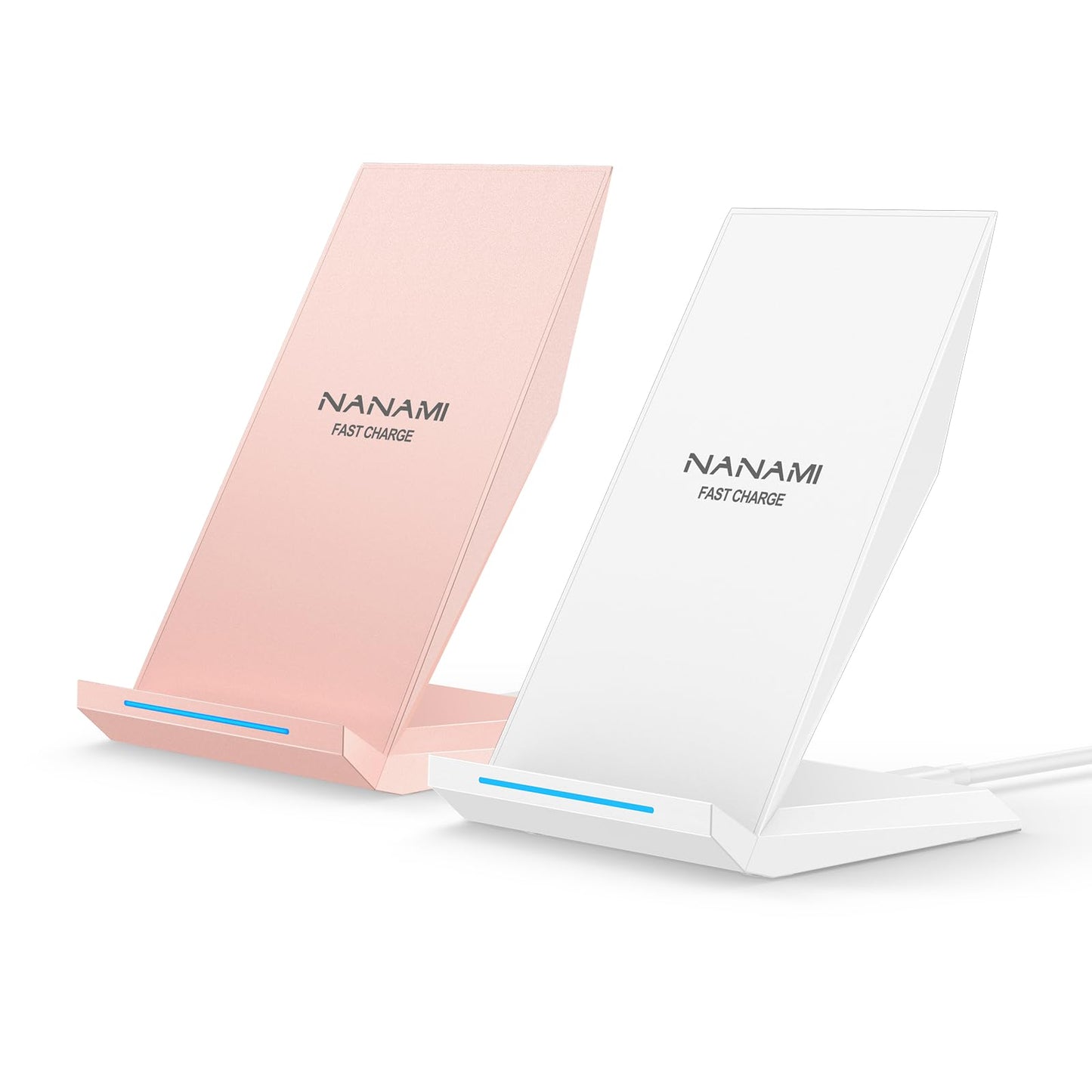 Fast Wireless Charger, [2 Pack] NANAMI Qi Certified Wireless Charging Stand Compatible iPhone 17/17 Air/17 Pro/17 Pro Max/16/15/14/13/12, Phone Charger for Galaxy S25/S24/S23/S22 and Qi-Enabled Phone