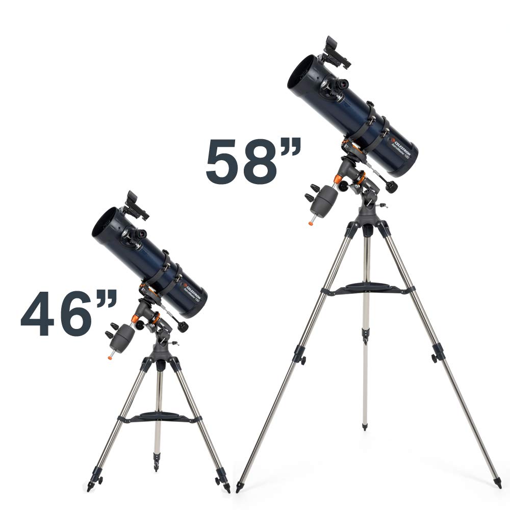 Celestron – AstroMaster 130EQ–MD Newtonian Reflector Telescope for Beginners – Aluminized Mirror – Motor Drive to Track Stars – Adjustable Tripod – Includes Eyepieces Plus Astronomy Software Package