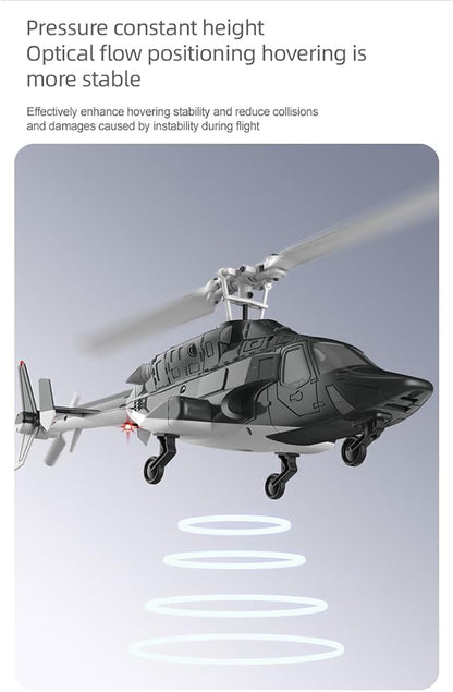 RC Helicopter Model A61 1/53 Scale Air-Wolf 2.4G 4CH Single Rotor RC Plane with Optical Flow Altitude Hold (RTF Version/Black and White)