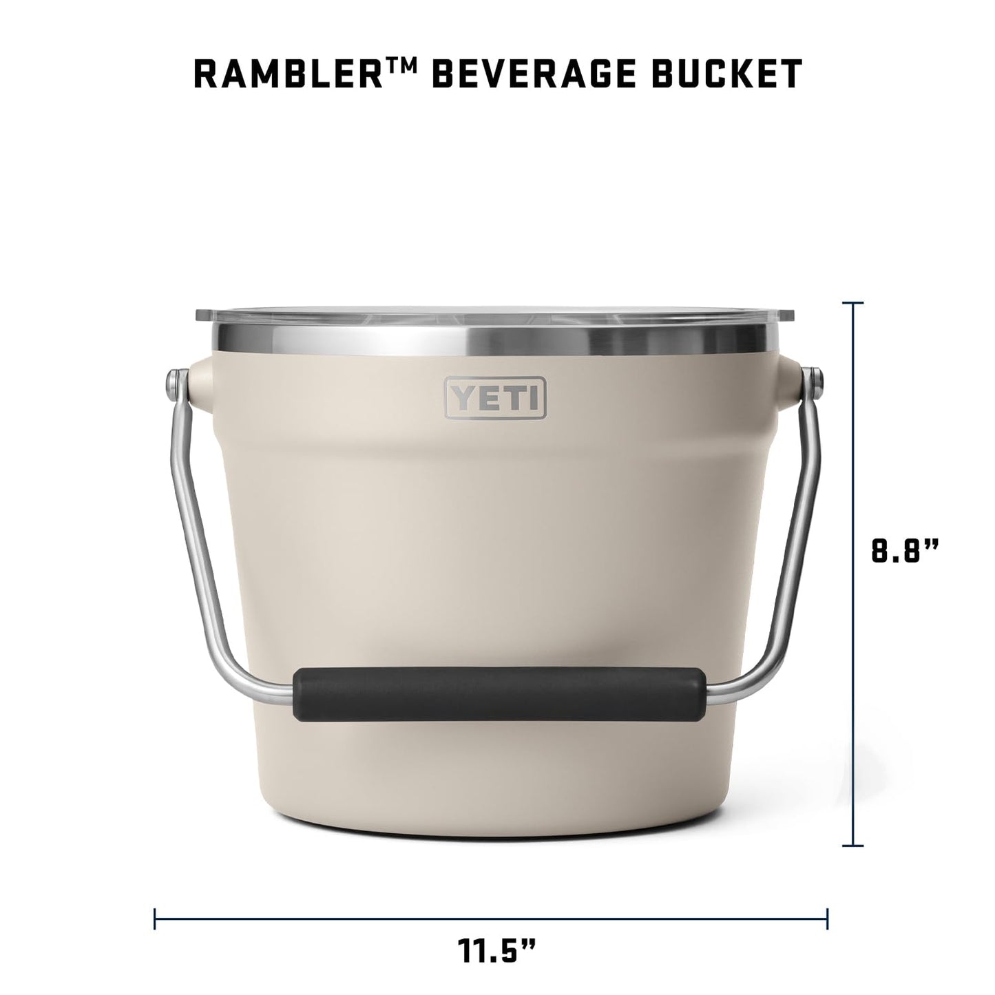 YETI Rambler Beverage Bucket, Double-Wall Vacuum Insulated Ice Bucket with Lid, Cape Taupe