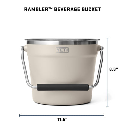 YETI Rambler Beverage Bucket, Double-Wall Vacuum Insulated Ice Bucket with Lid, Cape Taupe