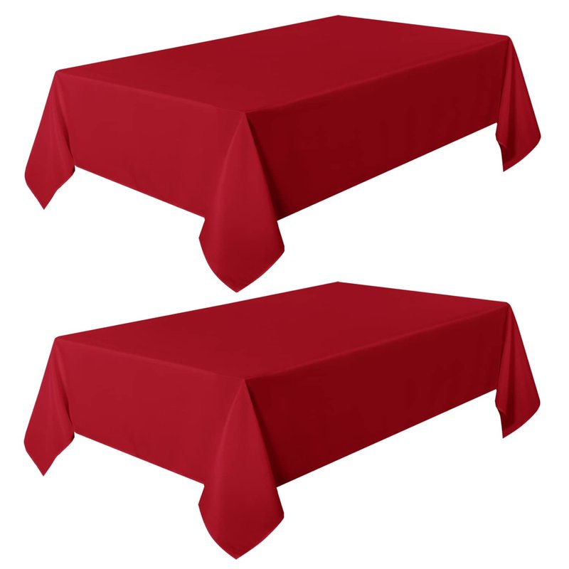 sancua 2 Pack Red Tablecloth 60 x 102 Inch, Rectangle 6 Feet Table Cloth - Stain and Wrinkle Resistant Washable Polyester Table Cover for Dining Tables, Buffet Parties and Camping