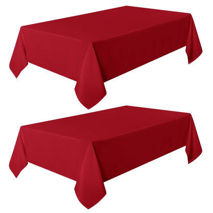 sancua 2 Pack Red Tablecloth 60 x 84 Inch, Rectangle 4 Feet Christmas Table Cloth - Stain and Wrinkle Resistant Washable Polyester Table Cover for Dining Tables, Buffet Parties and Camping