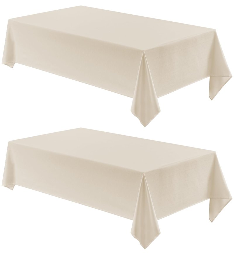 Veblandy 2 Pack Rectangle Tablecloth, 52x70 inch, Water Resistant Wrinkle Free Linen Textured Table Cloth Washable, Decorative Fabric Table Cover for Dining, Party and Camping, Beige