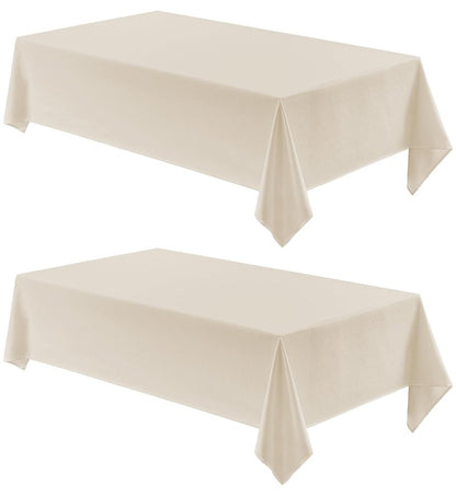 Veblandy 2 Pack Rectangle Tablecloth, 52x70 inch, Water Resistant Wrinkle Free Linen Textured Table Cloth Washable, Decorative Fabric Table Cover for Dining, Party and Camping, Beige