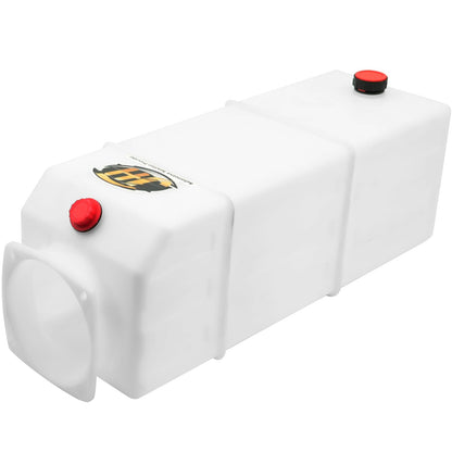 13 Quart Poly Power Unit Reservoir for Hydraulic Systems, Polyethylene Flat Bottom Utility Fluid Tank for Dump Trucks Trailers RVs Boats