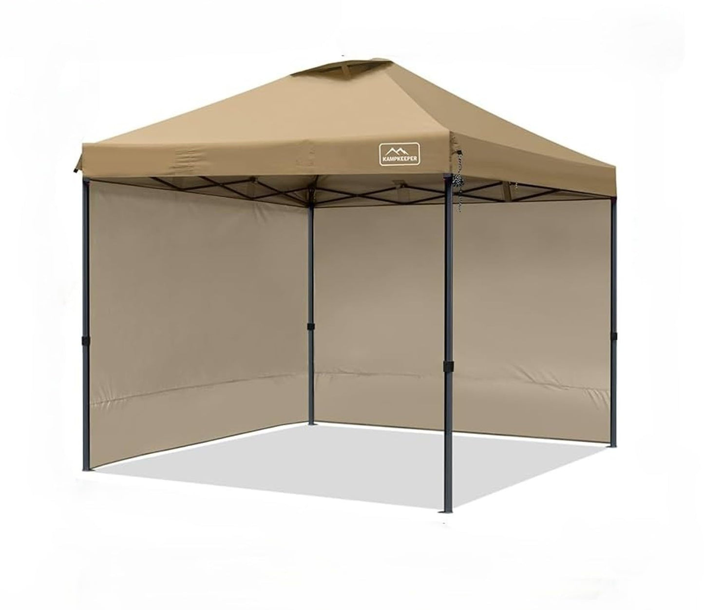 KAMPKEEPER 10x10 Pop-Up Canopy Tent, Waterproof, Portable Shade with Side Walls, Adjustable Instant Outdoor Shelter for Camping, Backyard, and Events, Khaki