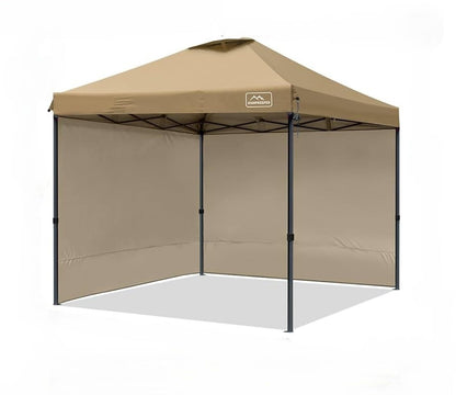 KAMPKEEPER 10x10 Pop-Up Canopy Tent, Waterproof, Portable Shade with Side Walls, Adjustable Instant Outdoor Shelter for Camping, Backyard, and Events, Khaki